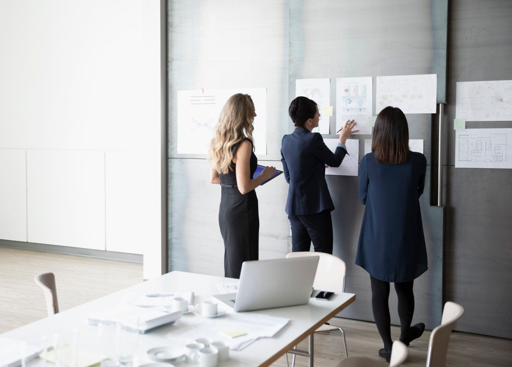Image: Businesswomen brainstorming in conference room