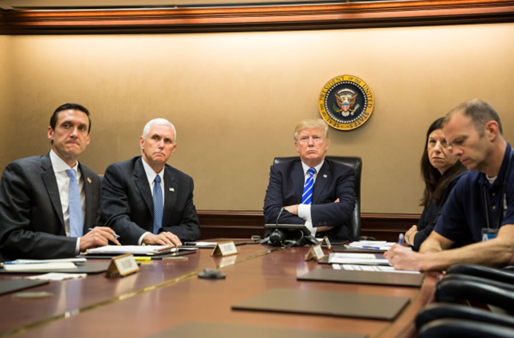 Image: President Donald Trump on a video teleconference in the Situation Room at the White House in Washington