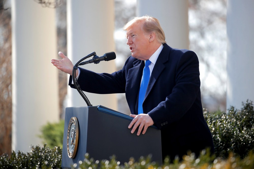 Image: U.S. President Trump declares national emergency while speaking about southern border security at the White House in Washington