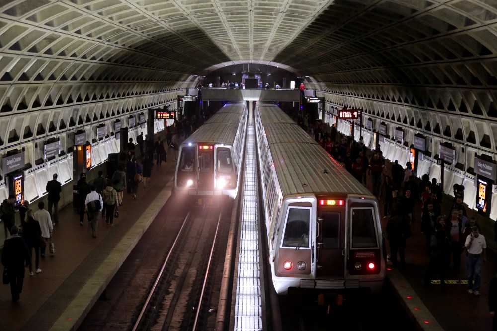 Image: Metro trains arrive at the Gallery Place-Chinatown Station in Washington, D.C., on March 15, 2016.