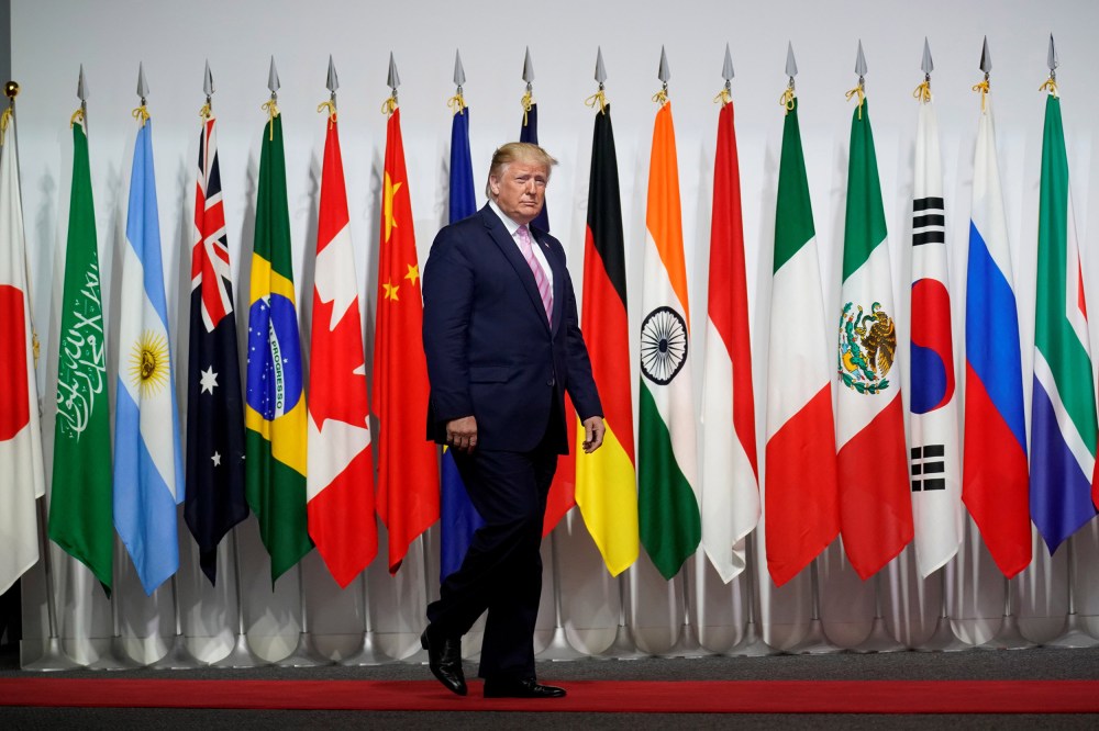 Image: President Donald Trump arrives at the G20 leaders summit in Osaka, Japan