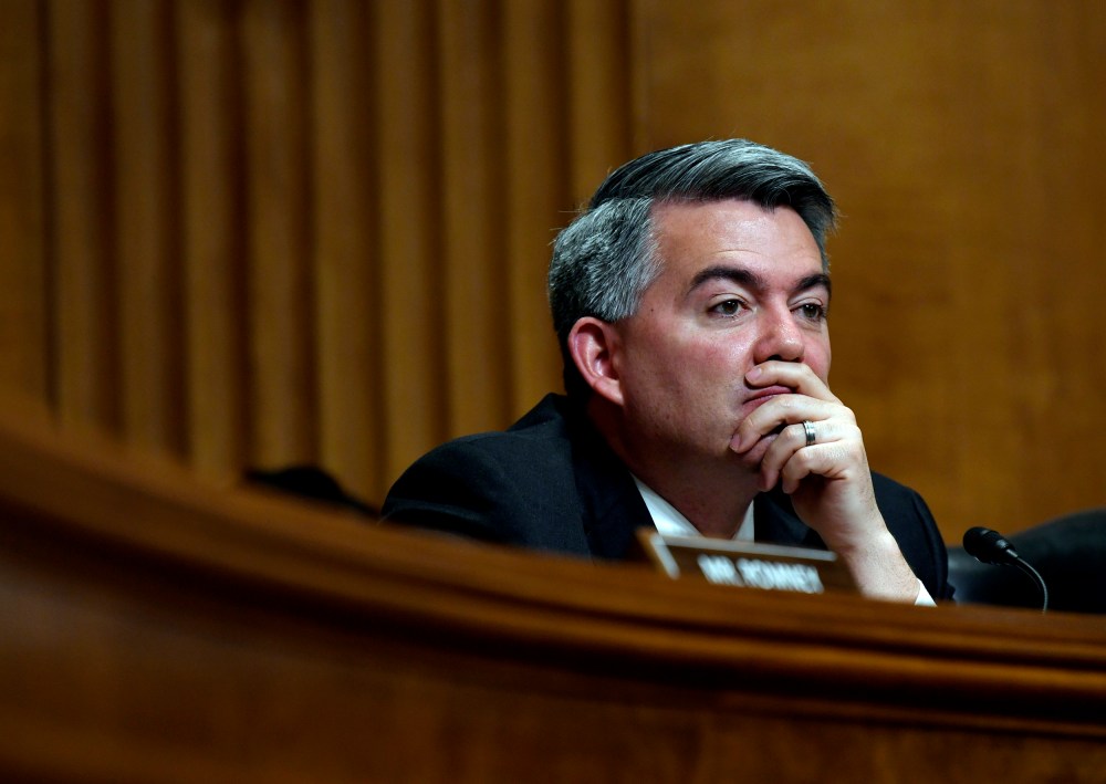 Image: Sen. Cory Gardner, R-Colo., listens to testimony during a hearing on Capitol Hill on April 10, 2019.