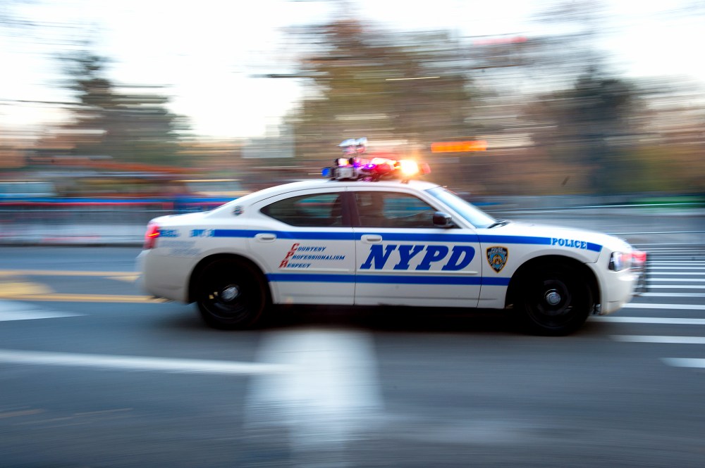 NYPD's units patrol 59th Street before the Macy's Thanksgiving Day Parade on Nov. 26, 2015, in New York.
