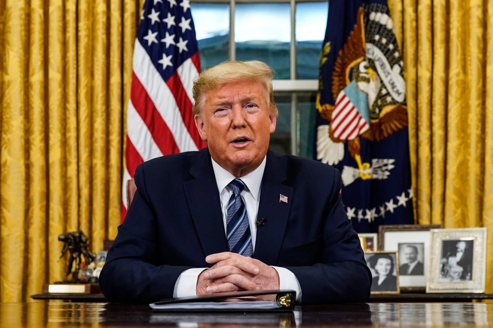 Image: President Donald Trump addresses the Nation from the Oval Office about the widening novel coronavirus (Covid-19) crisis on March 11, 2020.