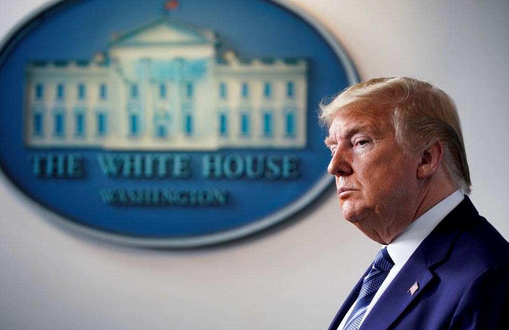 Image: President Donald Trump at a coronavirus task force briefing at the White House on April 5, 2020.