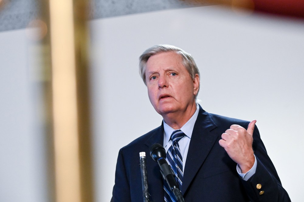 Image: Lindsey Graham speaks to reporters after a luncheon on Capitol Hill in Washington