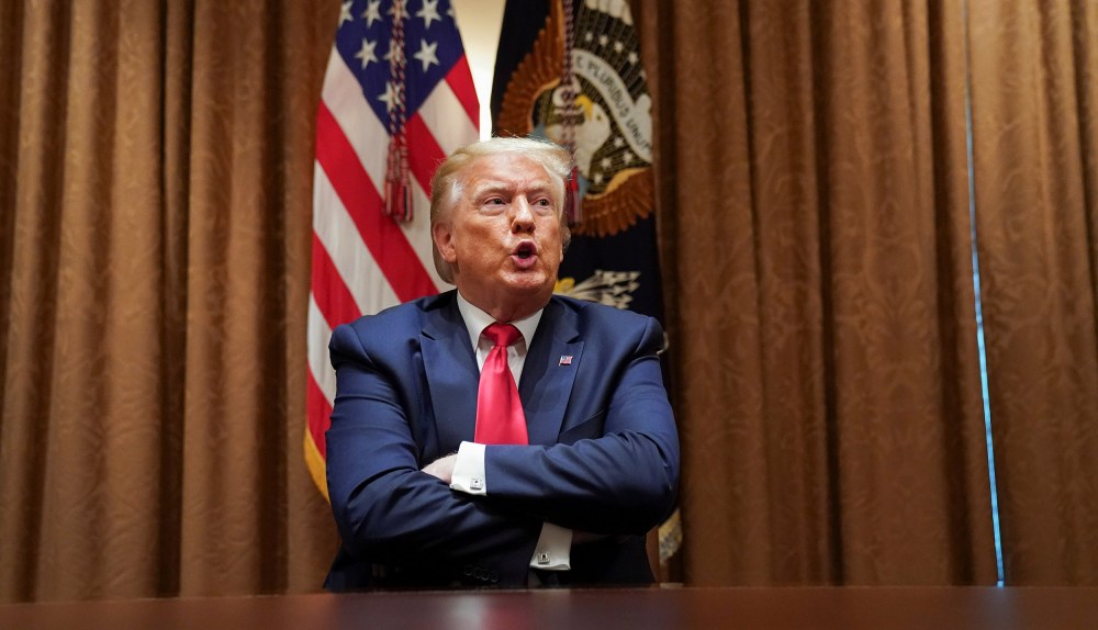 Image: President Donald Trump speaks during a meeting with conservative black supporters in the Cabinet Room at the White House