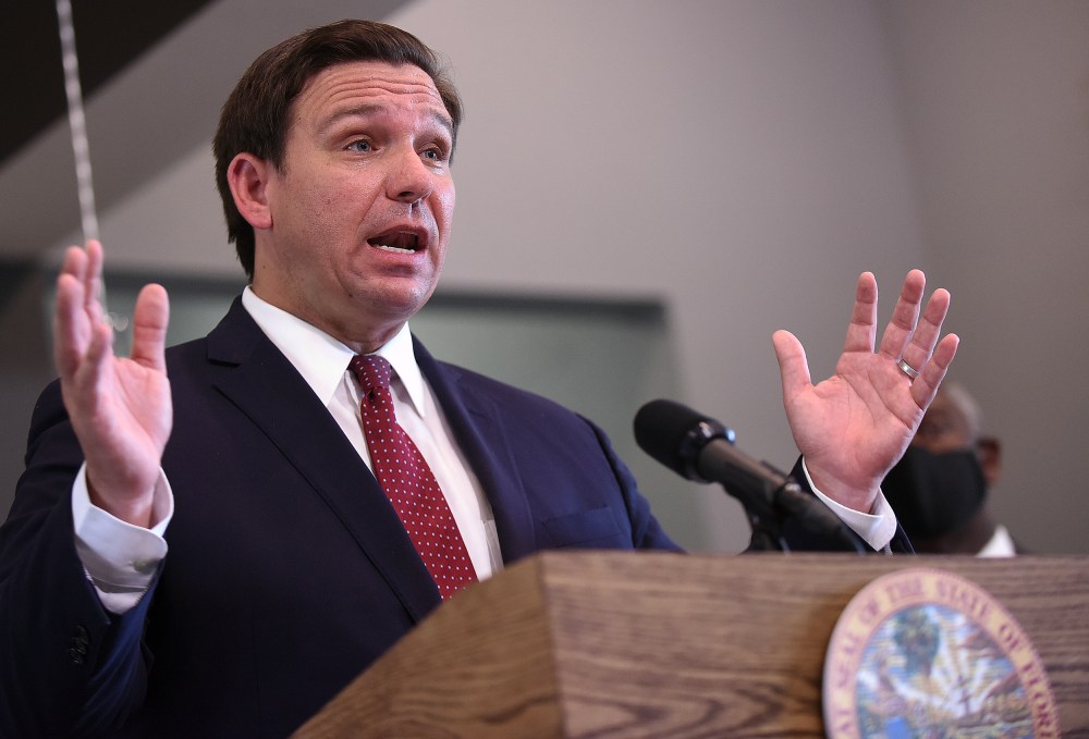 Florida Gov. Ron DeSantis speaks during a press conference in Apopka, Fla., on July 17, 2020.