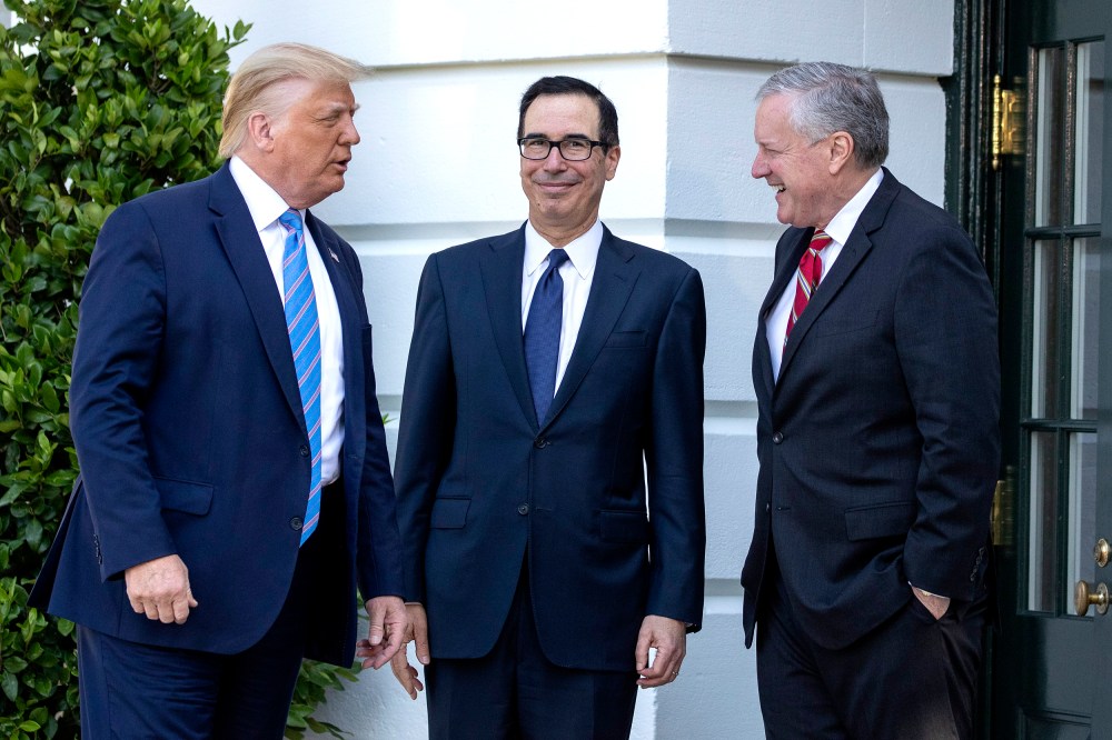Image: Donald Trump, Steven Mnuchin, Mark Meadows