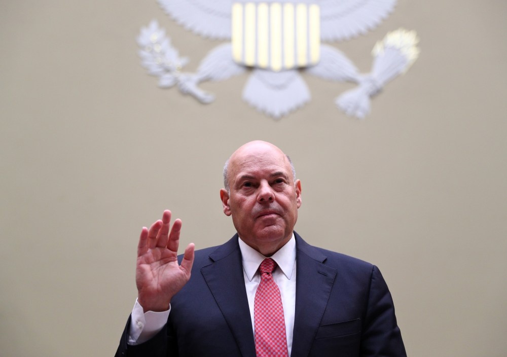 Image: U.S. Postmaster General DeJoy and USPS Board of Governors President Duncan testify at House Oversight Committee hearing on slowdowns at Postal Service on Capitol Hill in Washington