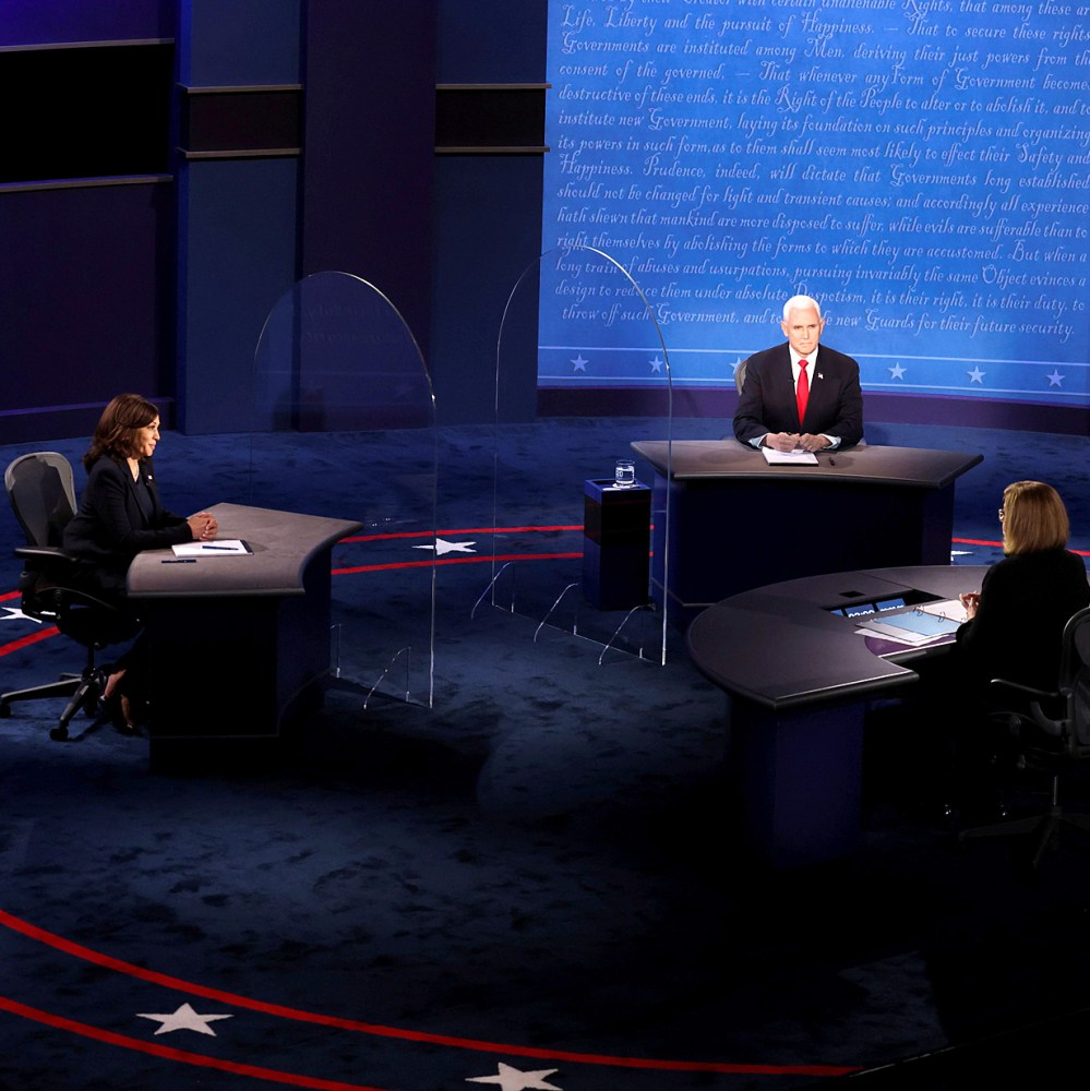 Image: Democratic vice presidential nominee Senator Kamala Harris and U.S. Vice President Mike Pence participate in their 2020 vice presidential campaign debate in Salt Lake City