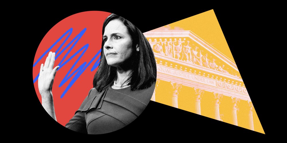 Image: Amy Coney Barrett faced questioning by Senators at her Supreme Court confirmation hearings on Monday and Tuesday.