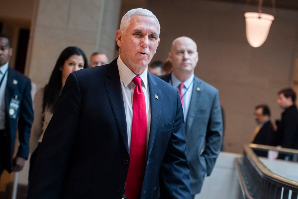 Image: Vice President Mike Pence and his chief of staff Marc Short, right, arrive for a meeting of the House Republican Conference in the Capitol Visitor Center.
