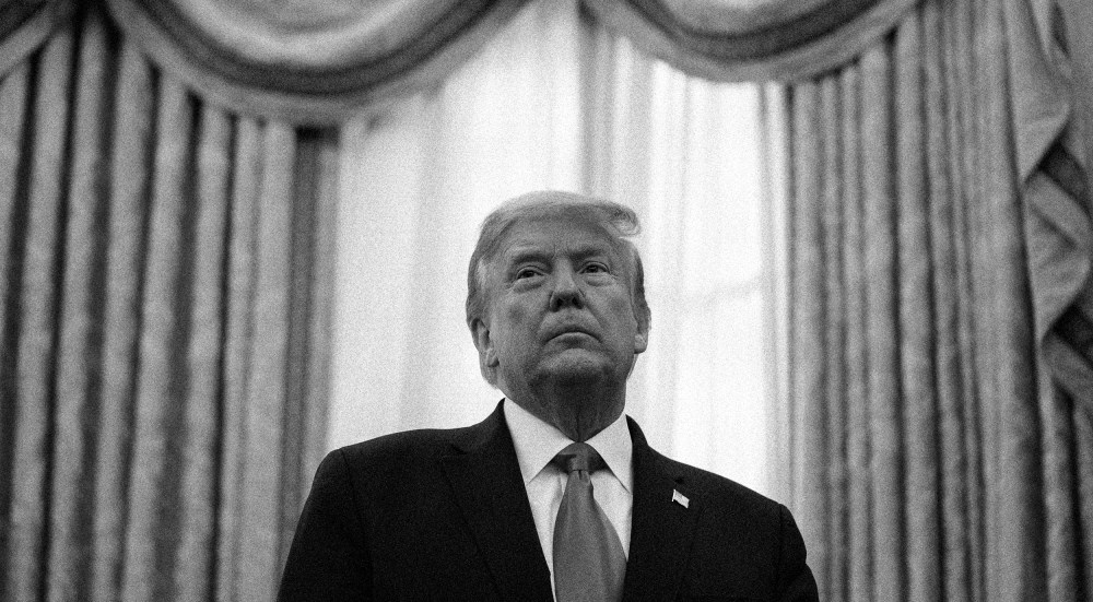 Image: Donald Trump stands in the Oval Office of the White House.