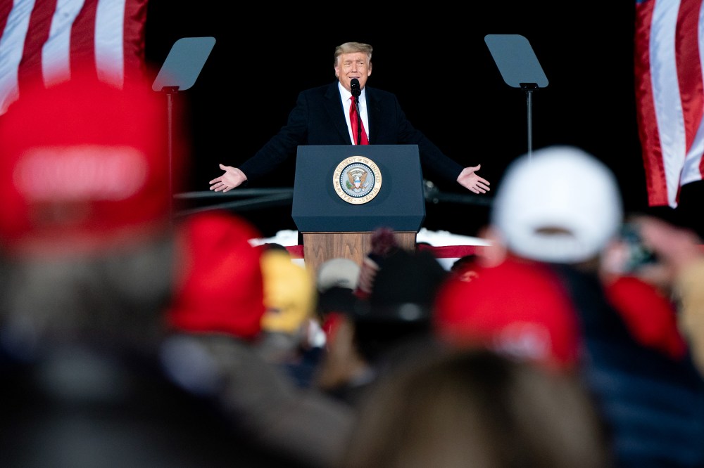 President Trump Campaigns For Republican Senate Candidates Loeffler And Perdue