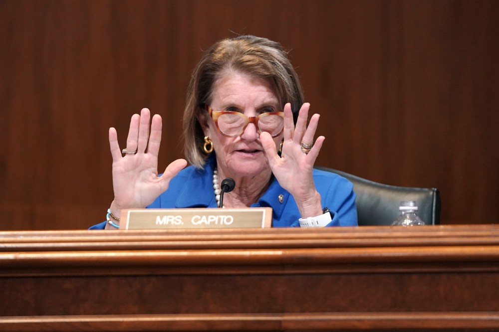 Sen. Shelley Moore Capito, R-W.Va., speaks at a Senate Appropriations Subcommittee hearing on Capitol Hill on April 14, 2021.