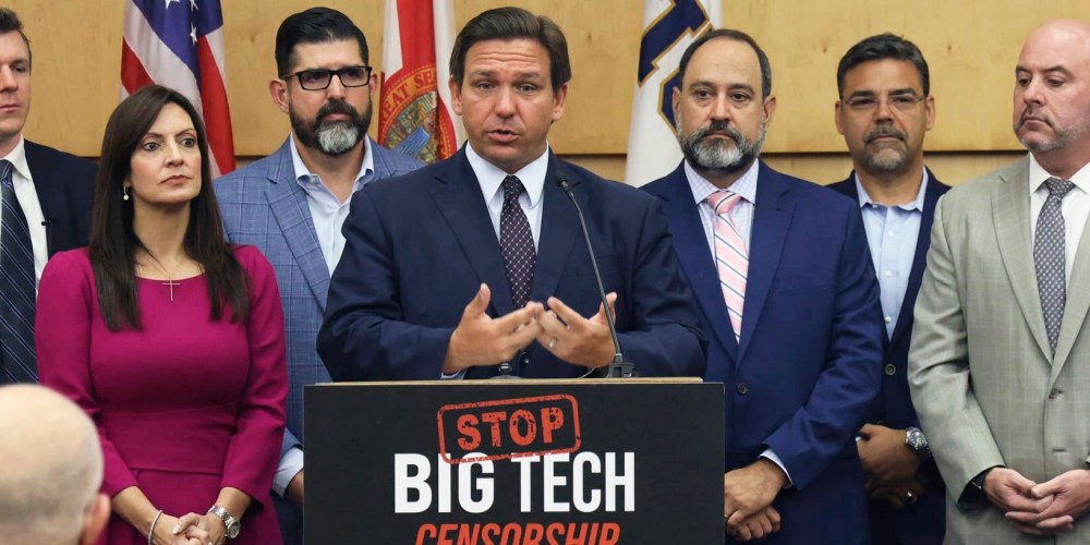 Gov. Ron DeSantis signed legislation Monday that seeks to punish social media platforms that remove political candidates from their sites.