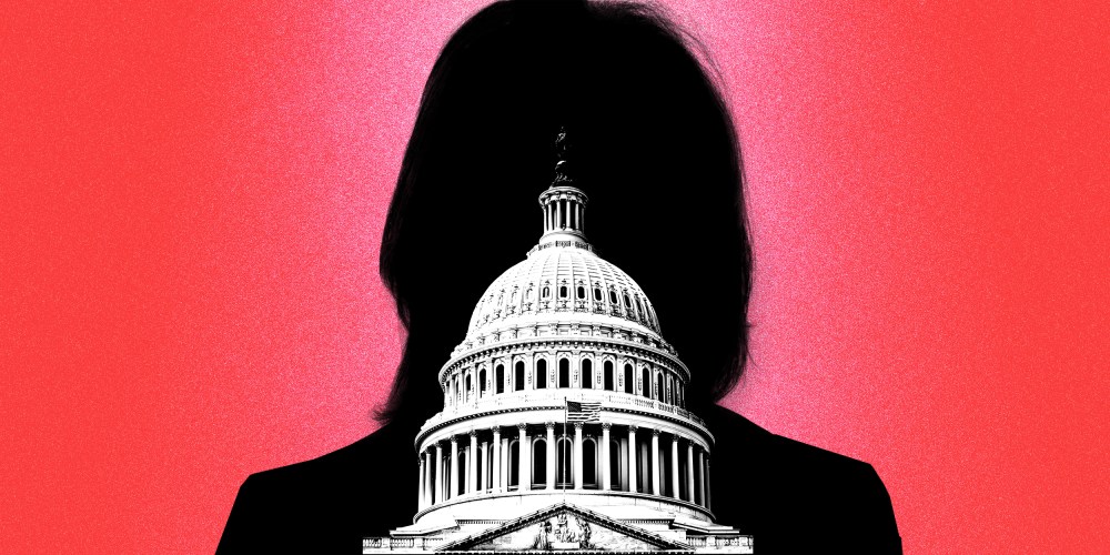 Photo illustration: The Capitol dome inside the silhouette of a woman.