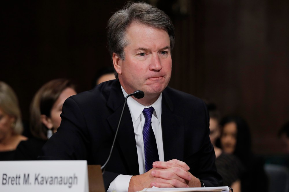 Judge Brett Kavanaugh testifies during his confirmation hearing on Capitol Hill on Sept. 27, 2018.