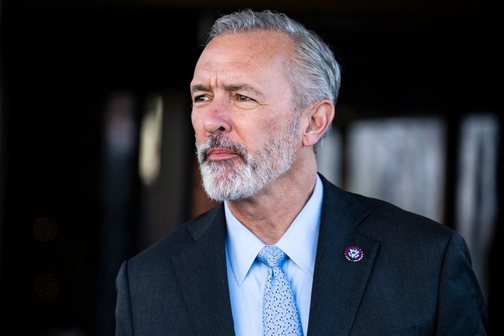 Rep. John Katko, R-N.Y., leaves a meeting of the House Republican Conference at the Capitol Hill Club on Dec., 1, 2021.