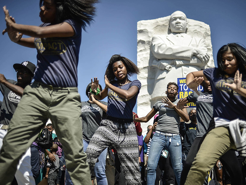 Dancers from the Impact Repertory Theater perform at the Martin Luther King Jr. Memorial