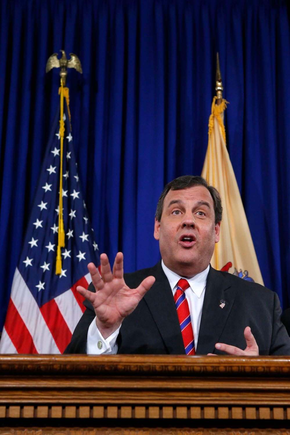 New Jersey Governor Chris Christie speaks during a news conference in Trenton, New Jersey March 28, 2014.