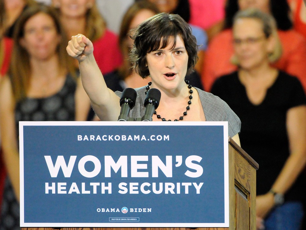 File Photo: Sandra Fluke introduces President Barak Obama at the Auraria Event Center in Denver, Colorado USA 08, August 2012. Fluke is the Georgetown University student who gained notoriety after conservative talk show host Rush Limbaugh called her a...