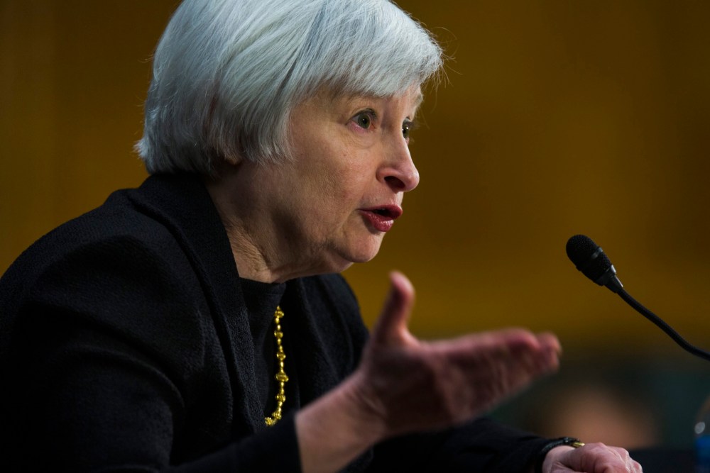 Janet Yellen testifies at her confirmation hearing before the Senate Banking Committee in the Dirksen Senate Office Building in Washington, D.C., November 14, 2013.