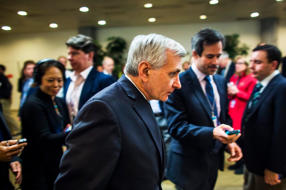 Democratic Senator from Rhode Island Jack Reed heads to the Senate floor for a cloture vote on the extension of unemployment insurance, Jan. 6, 2014.