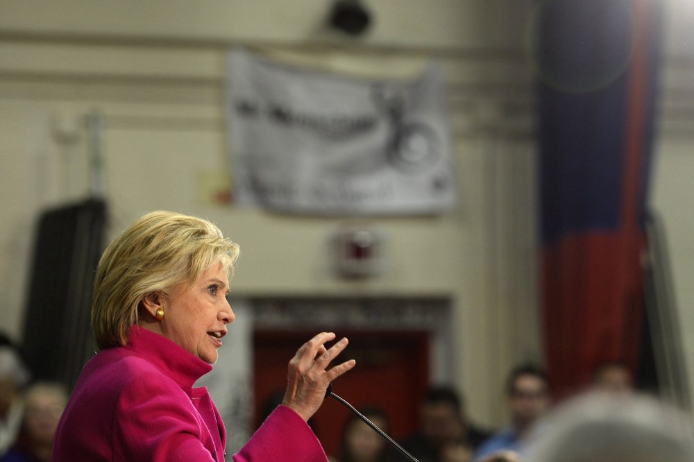 Democratic Presidential candidate Hillary Clinton during a town hall meeting in Salem, N.H., on Dec. 8, 2015. (Photo by CJ Gunther/EPA)