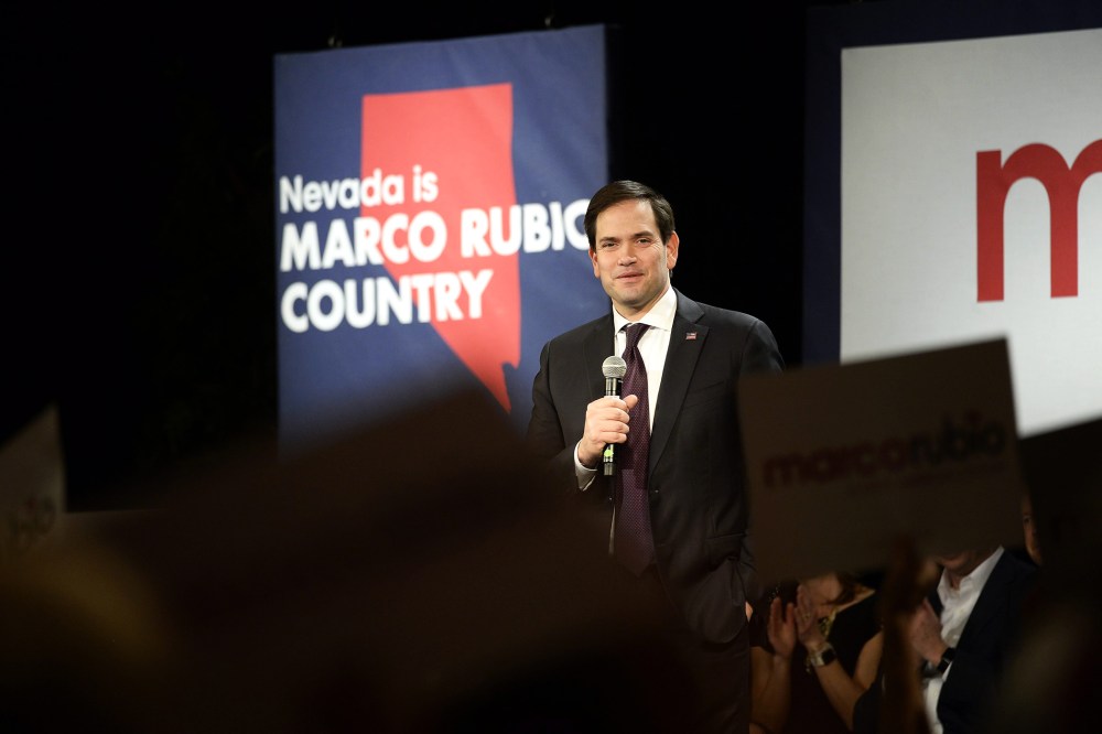 Republican Presidential candidate Sen. Marco Rubio addresses supporters at a rally at Texas Station in Las Vegas, Nev., Feb. 21, 2016. (Photo by Mike Nelson/EPA)