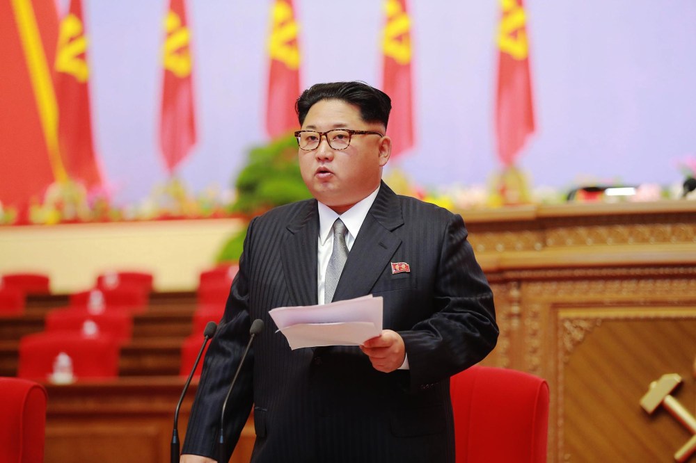 North Korean leader Kim Jong-un speaking during the 7th Congress of the Workers' Party of Korea (WPK), the first such congress held in 36 years since 1980, in Pyongyang, North Korea, May 6, 2016. (Photo by Korean Central News Agency/EPA)
