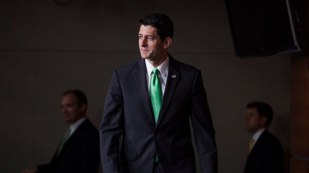 Republican Speaker of the House from Wisconsin Paul Ryan prepares to speak to the media about upcoming votes in the House, including Zika funding, Sept. 8, 2016, at the US Capitol in Washington, DC.  (Photo by Jim Lo Scalzo/EPA)
