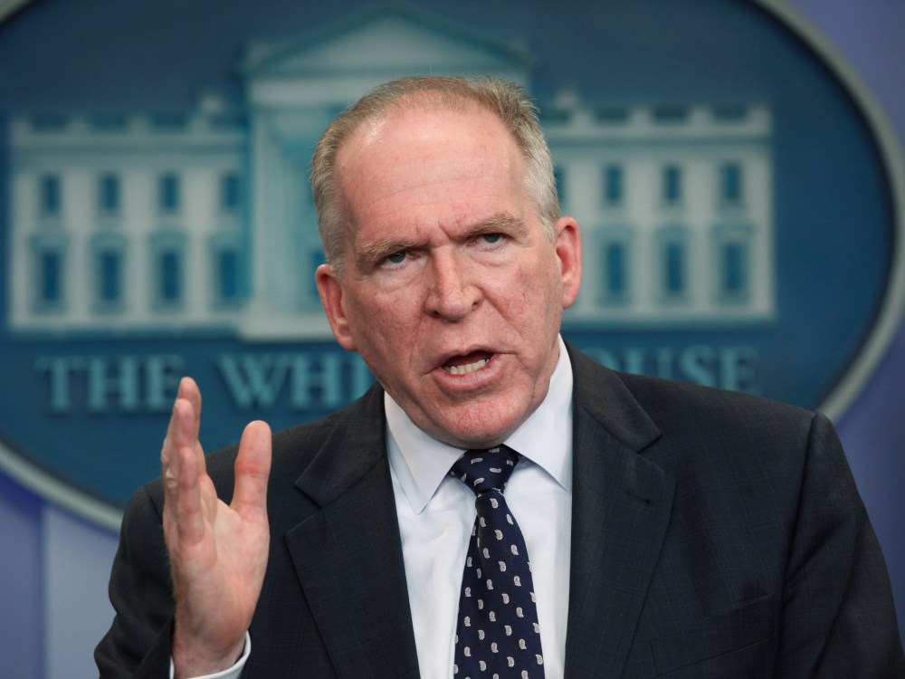 File Photo: White House Deputy National Security Advisor for Homeland Security and Counterterrorism John Brennan answers reporters' questions in the Brady Press Briefing room at the White House May 2, 2011 in Washington, DC. (Photo by Chip Somodevilla...