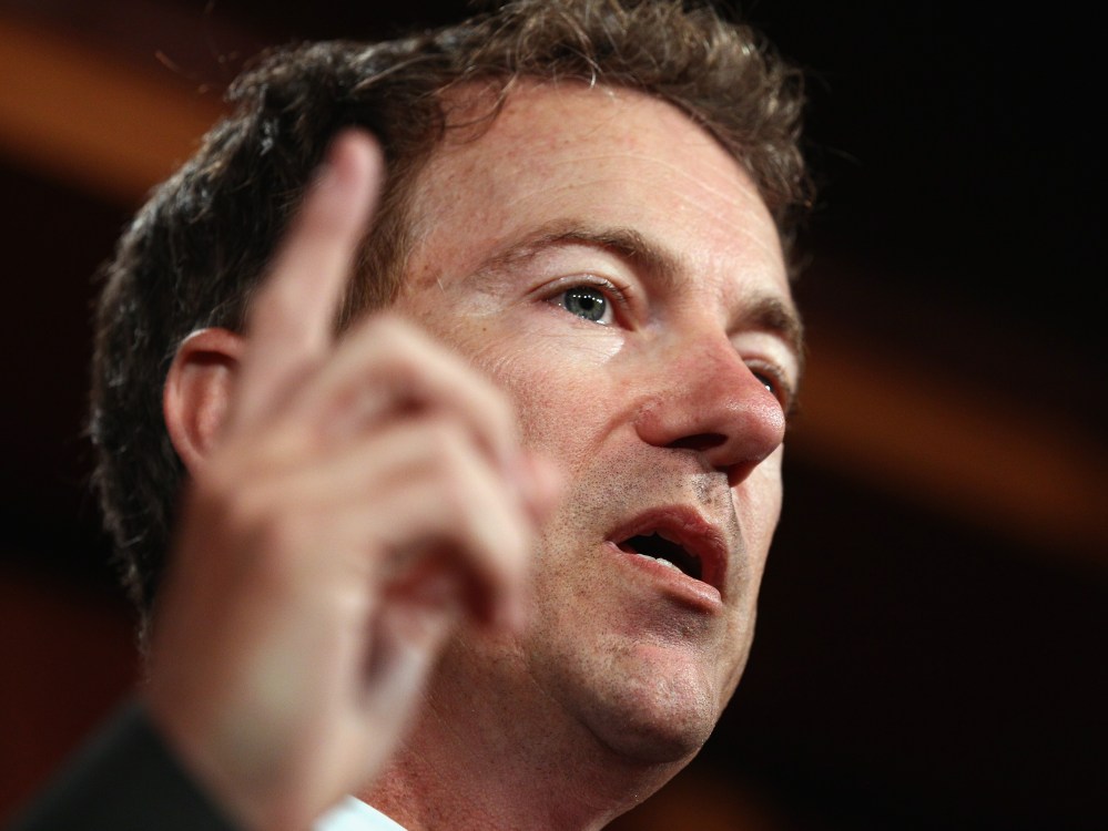 File Photo: U.S. Sen. Rand Paul (R-KY) speaks during a press conference with fellow Republicans on June 29, 2011 in Washington, DC.    (Photo by Win McNamee/Getty Images, File)