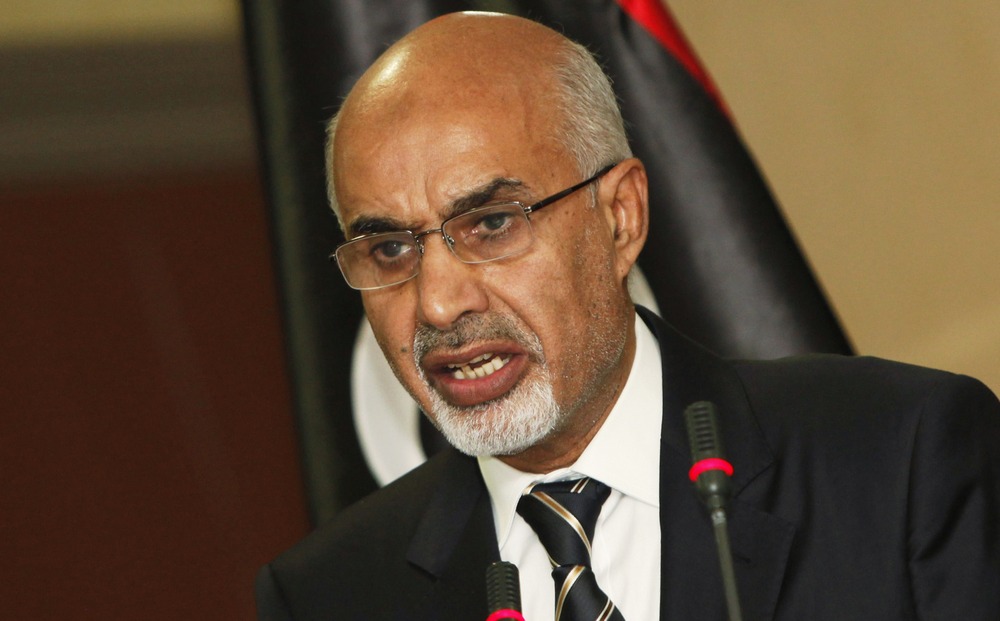 Head of the national Libyan assembly Mohammed Magarief attends a news conference in Tripoli September 12, 2012.