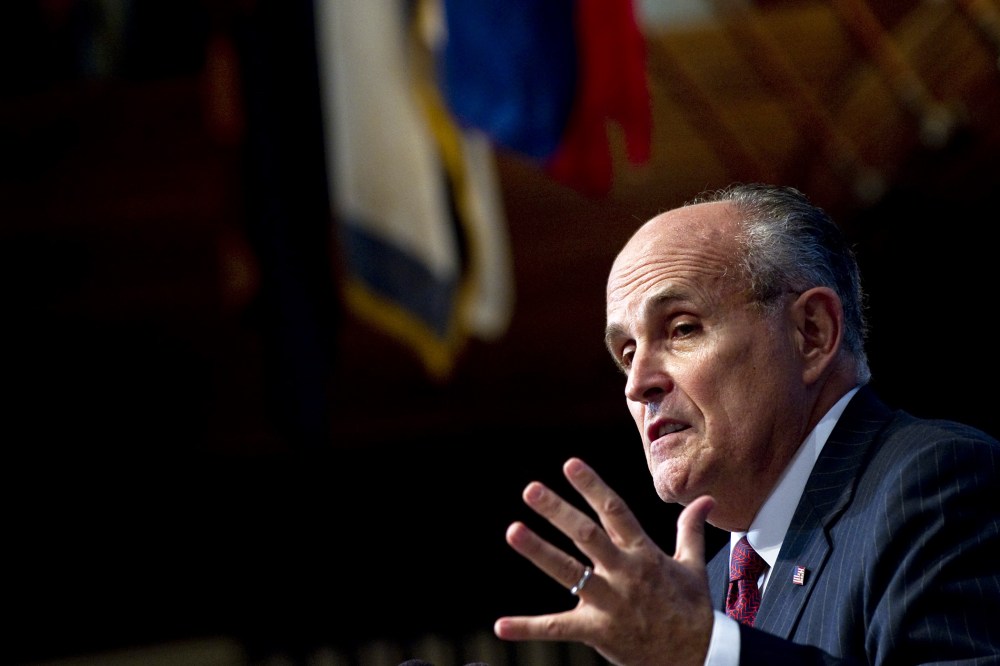 Former New York City Mayor Rudy Giuliani speaks at an event at the National Press Club in Washington, D.C., on Sept. 6, 2011. (Photo by Saul Loeb/AFP/Getty)