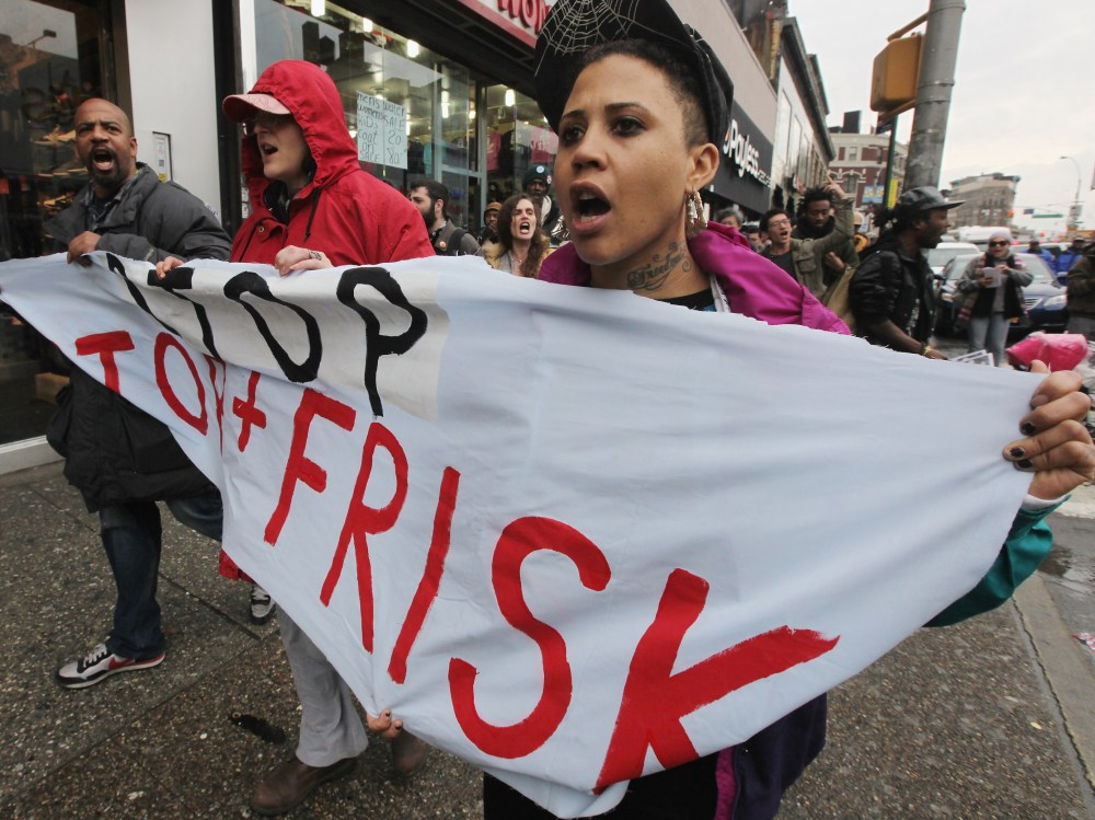 File Photo: Opponents of the New York Police Department's controversial "stop-and-frisk" policy march on Friday in the Bronx borough of New York City January 27, 2012. The NYPD says the stops assist crime prevention while opponents say they involve...