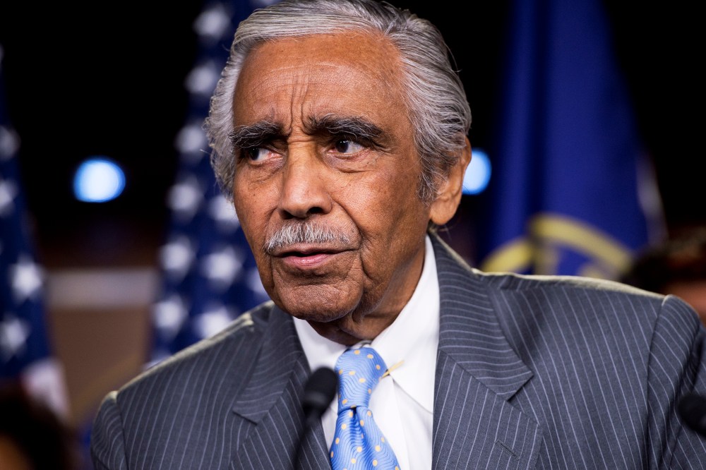 Rep. Charlie Rangel, D-N.Y., speaks during a news conference in the Capitol Visitor Center.