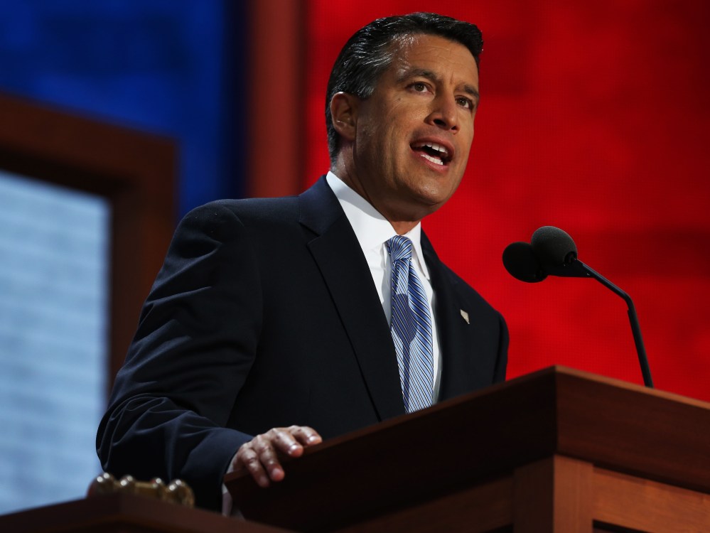 File Photo: Nevada Gov. Brian Sandoval speaks during the Republican National Convention at the Tampa Bay Times Forum on August 28, 2012 in Tampa, Florida. (Photo by Chip Somodevilla/Getty Images, File)