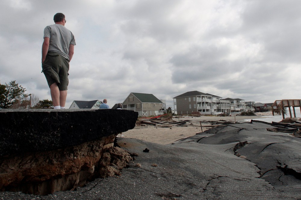 Damaging erosion, as seen in Ocean Isle Beach, N.C., September 6, 2008.