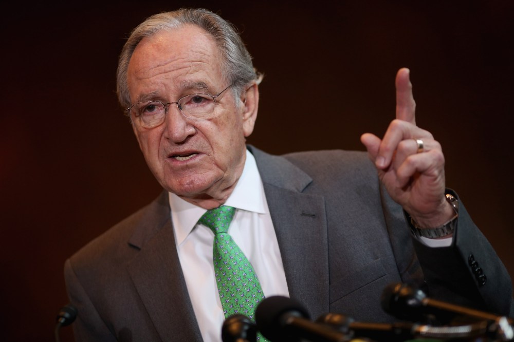WASHINGTON, DC - DECEMBER 11:  Senate Health, Education, Labor and Pensions Chairman Tom Harkin (D-IA) speaks during a news conference about preserving Medicaid funding during the "fiscal cliff" negotiations at the Dirksen Senate Office Building on...