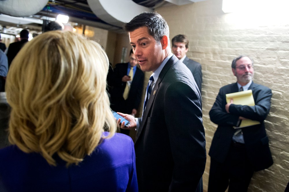 Rep. Sean Duffy, R-Wisc., leaves a meeting of the House Republican Conference in the Capitol.