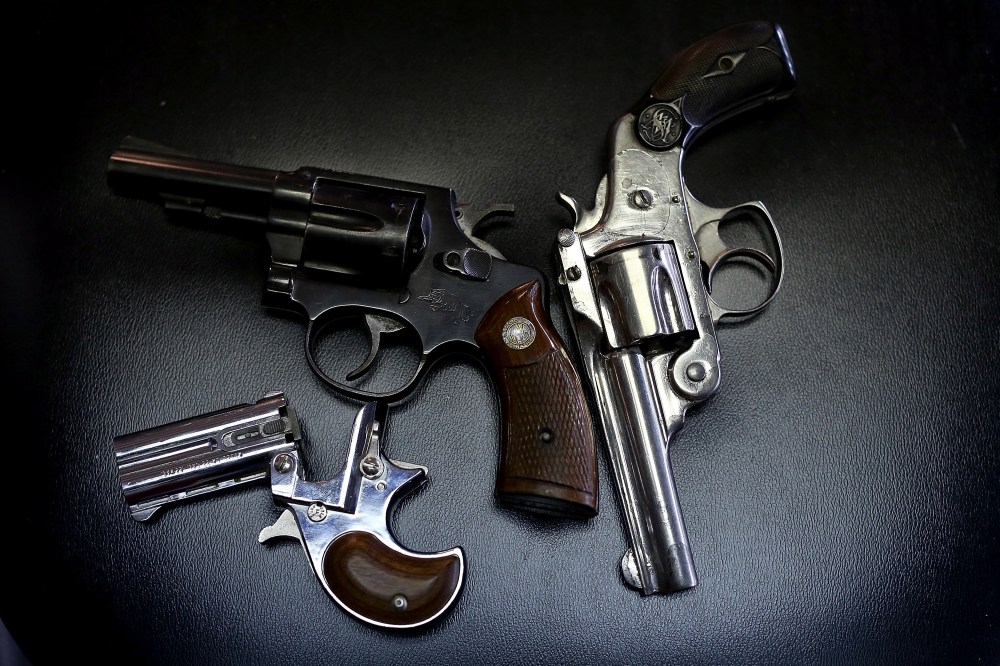 A detail view of pistols in Dallas, Texas.