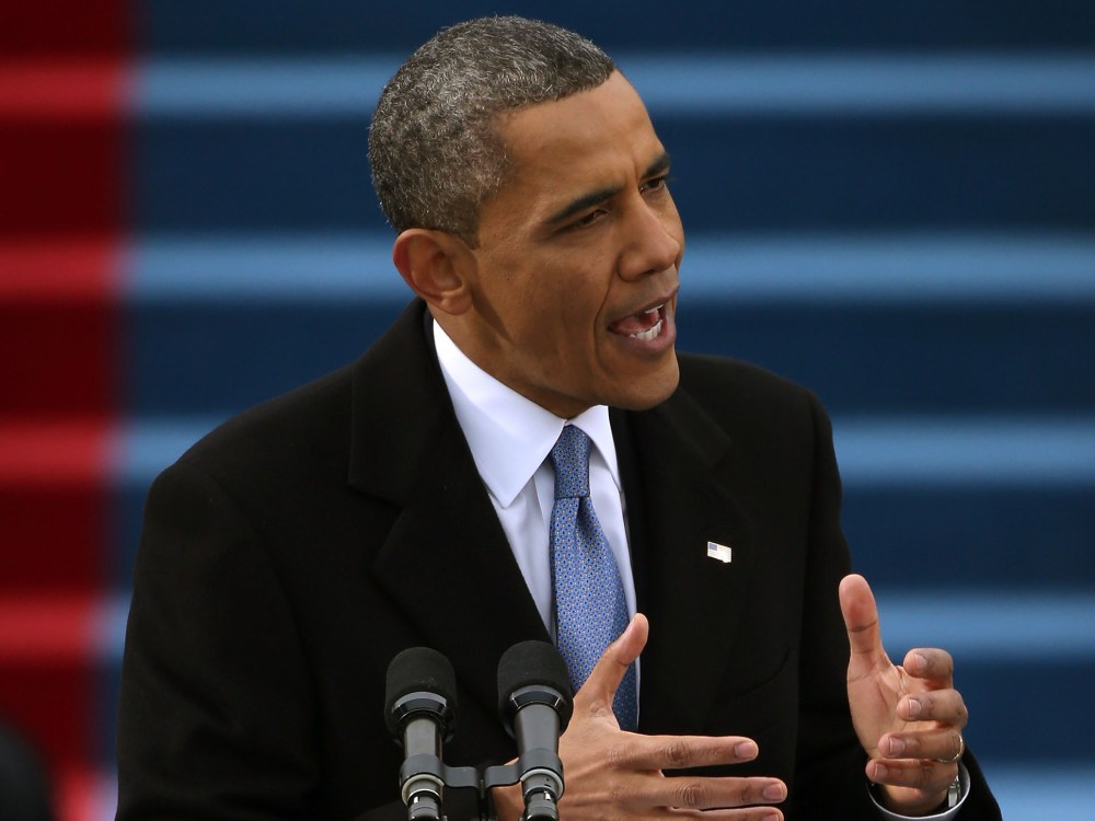 U.S. President Barack Obama speaks after being sworn in during the presidential inauguration on the West Front of the U.S. Capitol January 21, 2013 in Washington, DC.   Barack Obama was re-elected for a second term as President of the United States.  ...