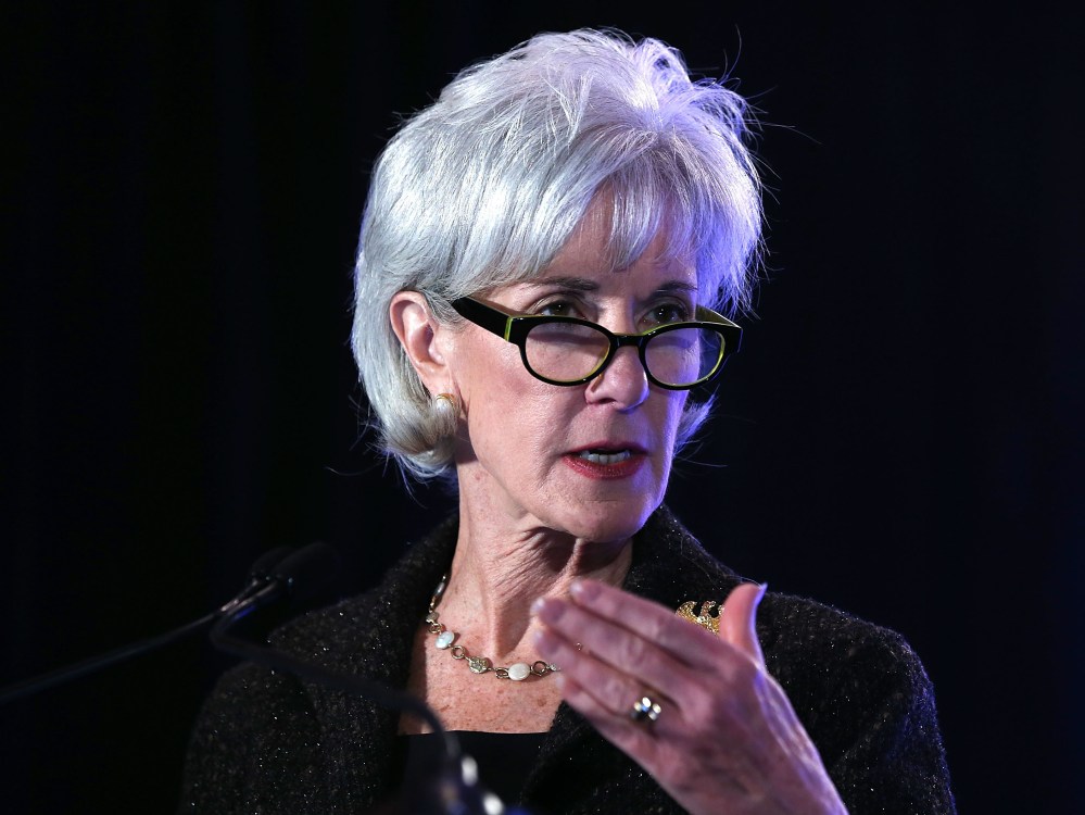 U.S. Secretary of Health and Human Services Kathleen Sebelius speaks during the opening plenary of the National Health Policy Conference organized by The AcademyHealth February 4, 2013 in Washington, DC. Sebelius spoke on the Obama Administration's...
