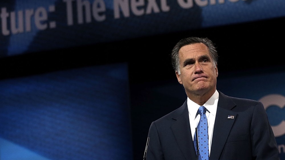 Former Republican presidential candidate and former Massachusetts Governor Mitt Romney delivers remarks during the second day of the 40th annual Conservative Political Action Conference (CPAC) March 15, 2013 in National Harbor, Maryland.