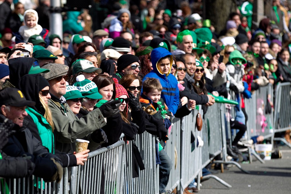 The crowd watches the Annual St. Patricks Day Parade in Boston, Mass., March 17, 2013.