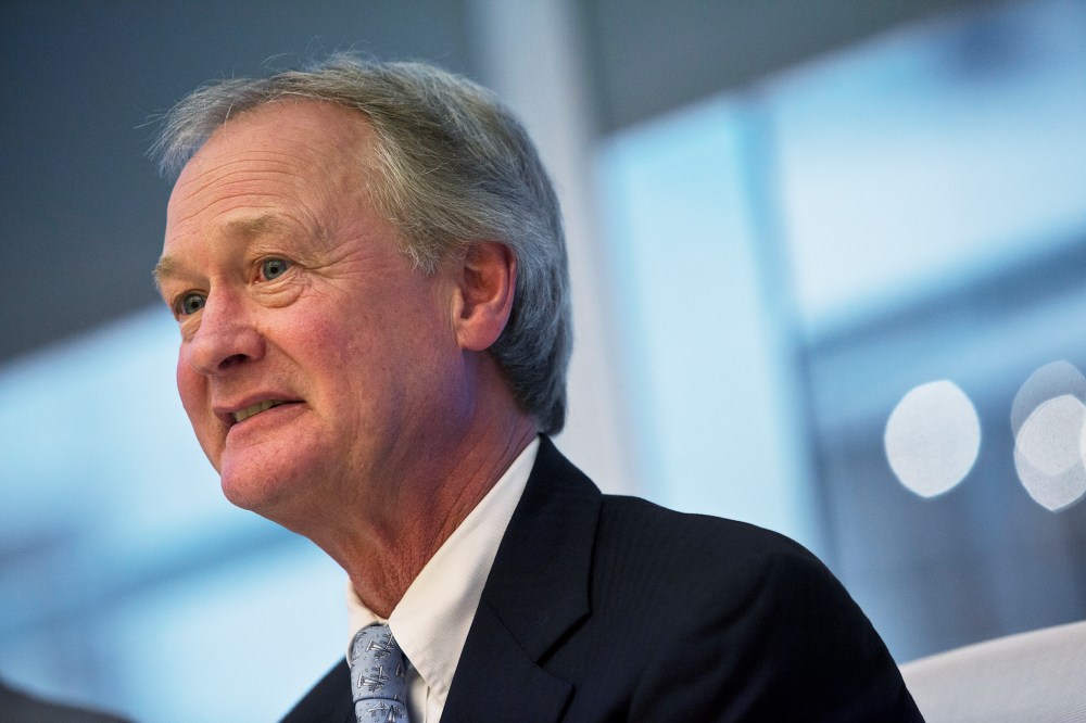 Lincoln Chafee, governor of Rhode Island, speaks during an interview in N.Y. on April 29, 2013. (Photo by Victor J. Blue/Bloomberg/Getty)