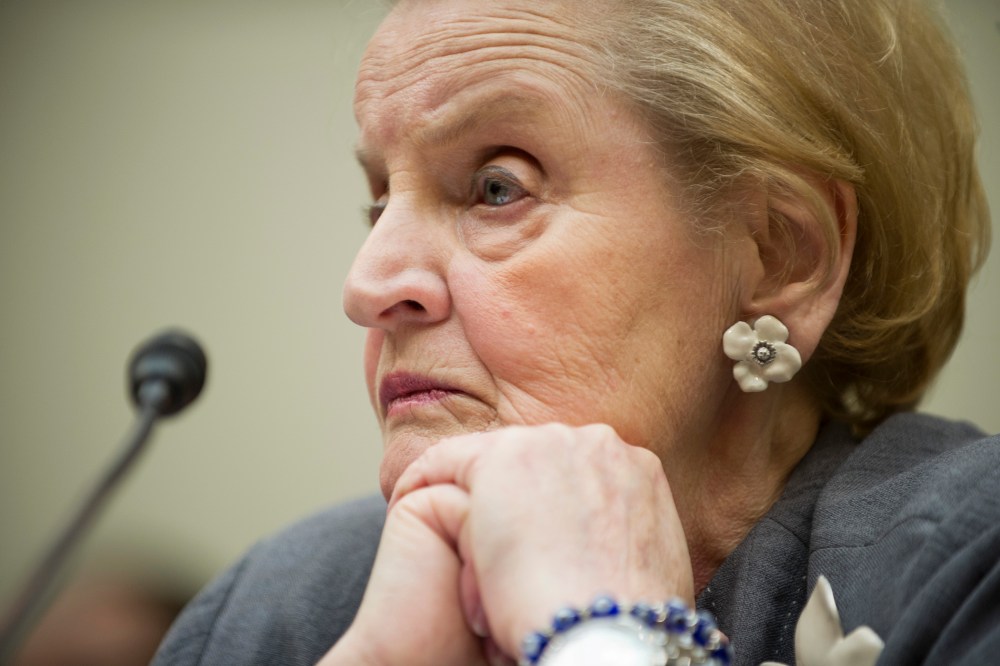 Former US Secretary of State Madeleine Albright testifies on Capitol Hill in Washington, DC, May 21, 2013.